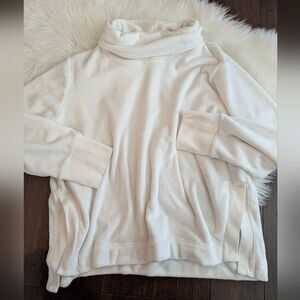 Athleta Double Cozy Karma Funnel Neck Fuzzy Fleece Sweatshirt XL white